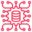 KI_Park Ein rotes Symbol eines Computerchips auf schwarzem Hintergrund, der die europäische KI darstellt.