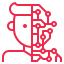 KI_Park Ein rotes Symbol eines Mannes in einem roten Hemd, das ein KI-Flaggschiff darstellt.