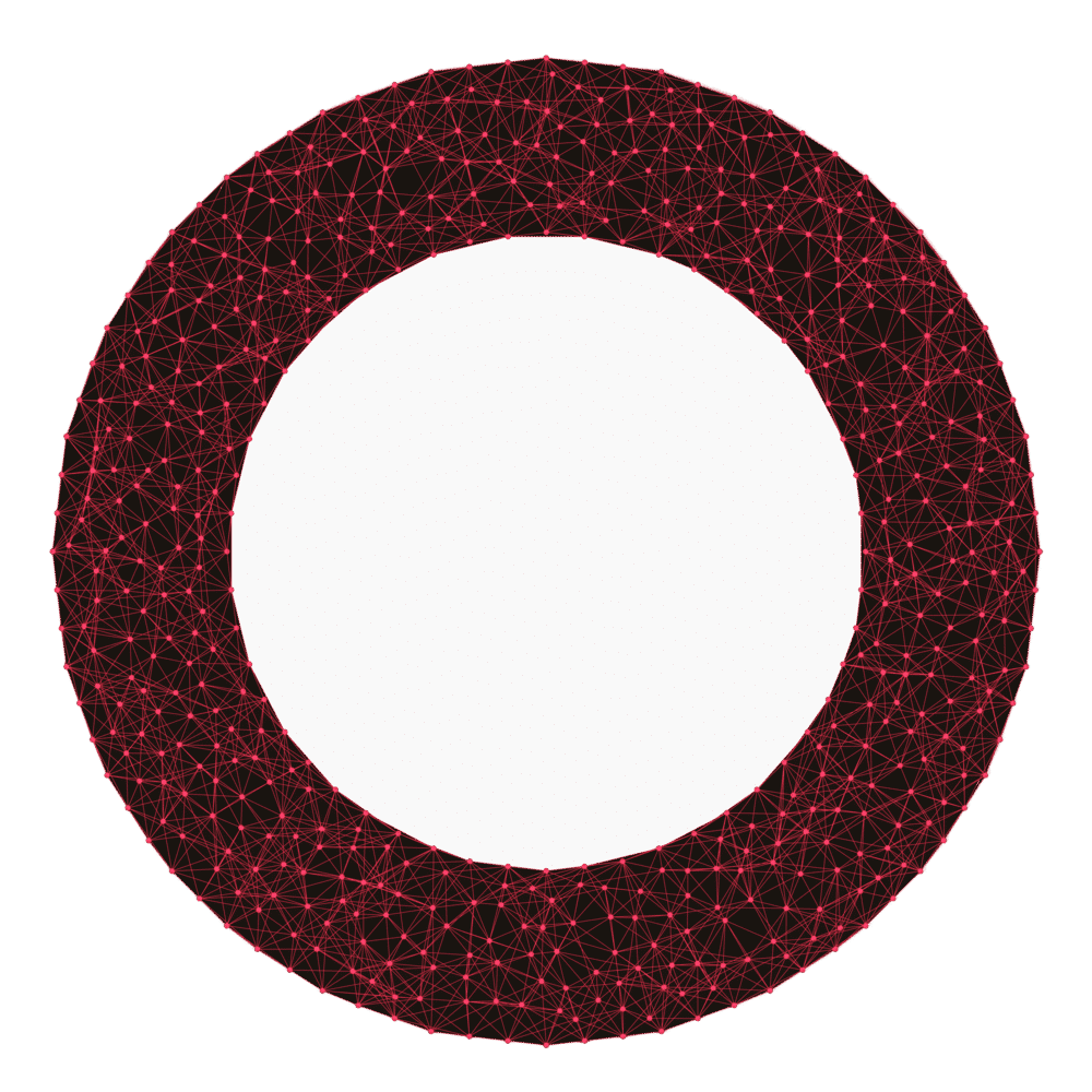 KI_Park Ein Kreis mit roten und schwarzen Punkten, erstellt mit europäischer KI-Technologie während des Künstliche Intelligenz Workshops.