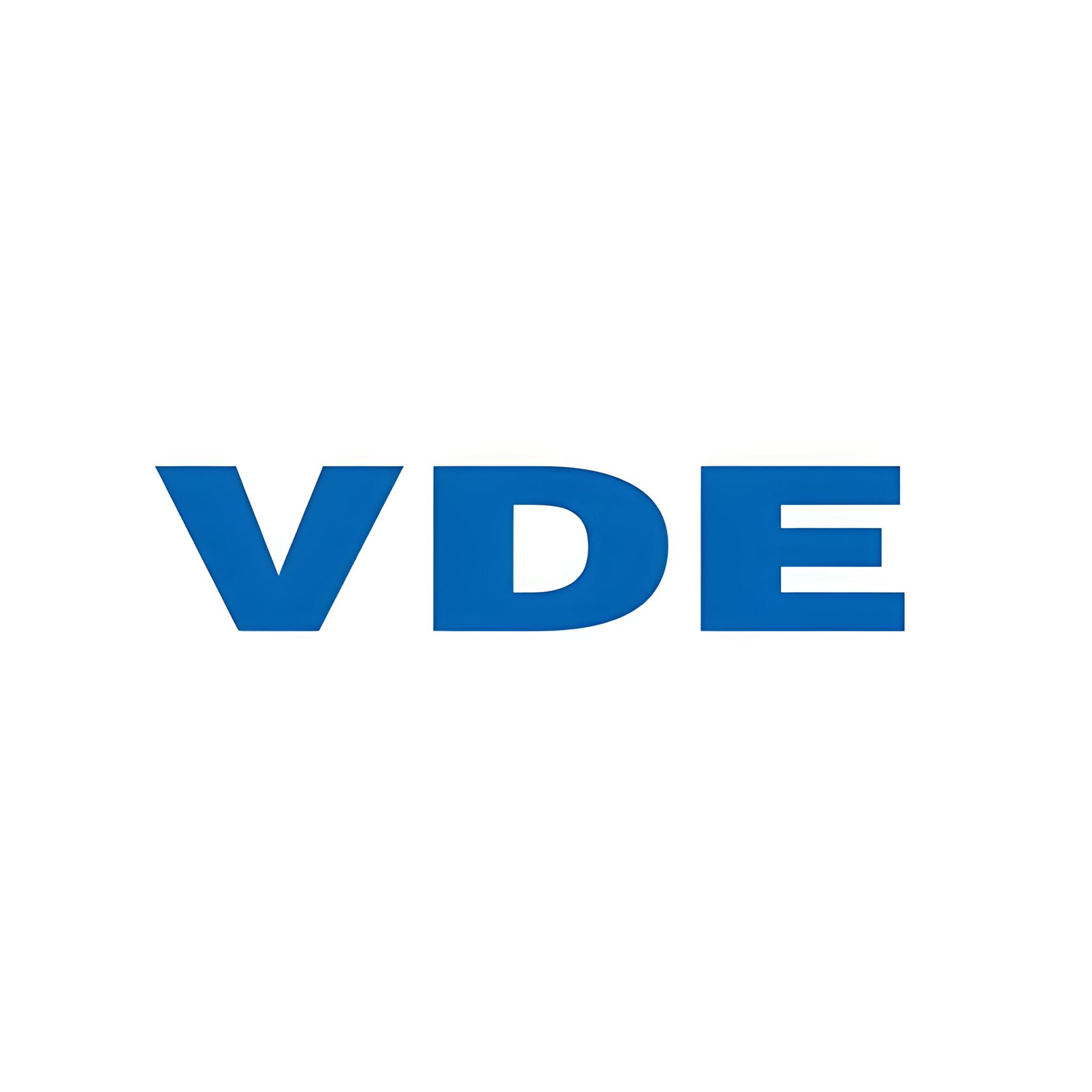 KI_Park Das vde-Logo auf weißem Hintergrund mit dem europäischen KI-Schlüsselwort.