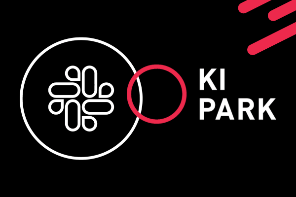 KI_Park Das KI Park-Logo auf schwarzem Hintergrund.